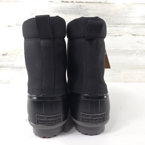 NWOB WEATHERPROOF Vintage Adam II Duck Boots Men's 10M Black Faux Leather BOOTS - Picture 10 of 16